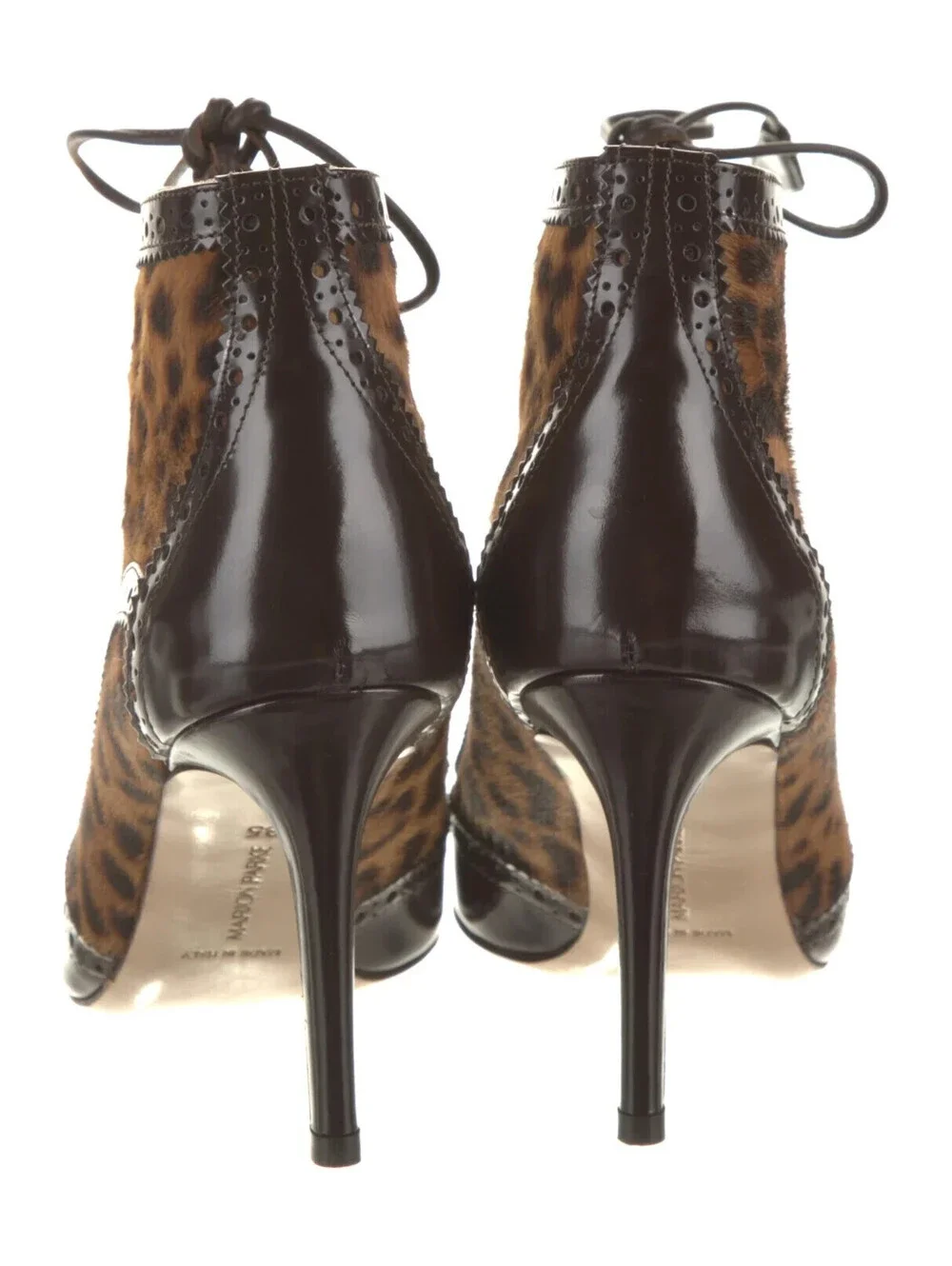 Marion Parke Animal Print Calf Hair Leather Miki Lace Up Pumps Size 5 Italy